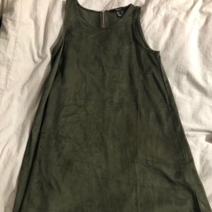 Forever 21 Suede Knee Length Dress (Forest Green)